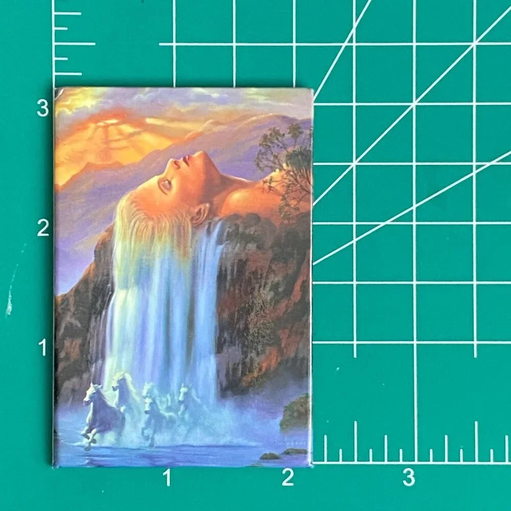 DAY DREAM by Jim Warren VTG Combo Pack Greeting Card & Magnet Waterfall Horses‎
